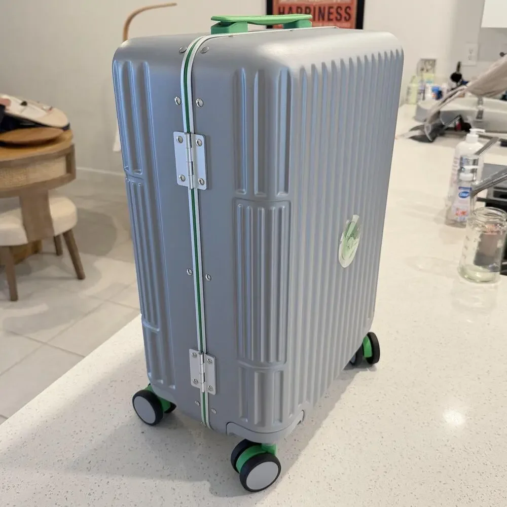 Drunk Elephant Silver Carry On Spinner Suitcase Hardcase Luggage Travel